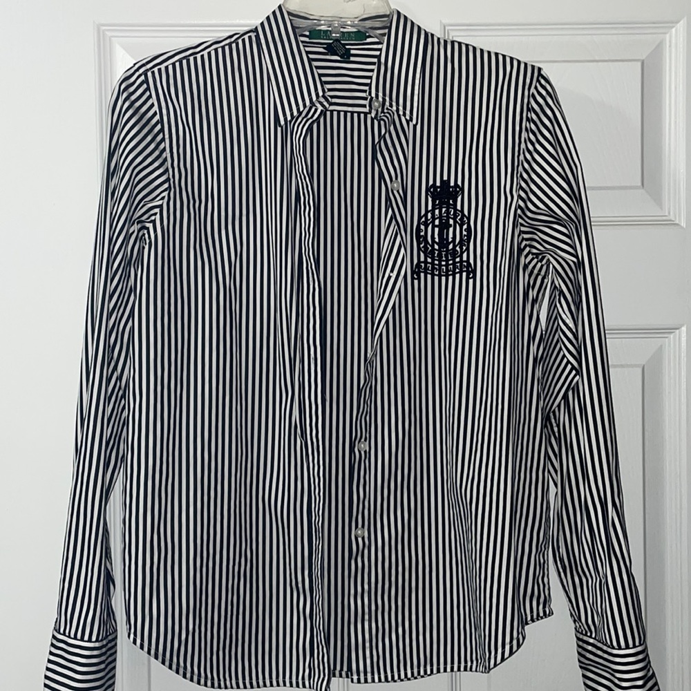 Striped polo button up